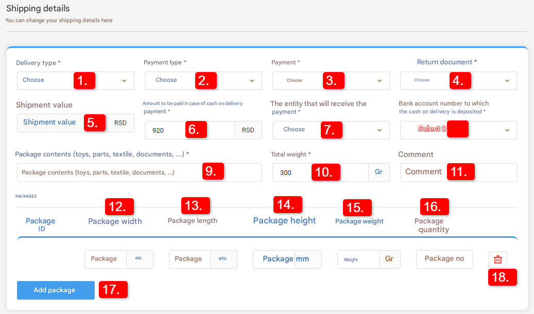 Special Shipping Methods